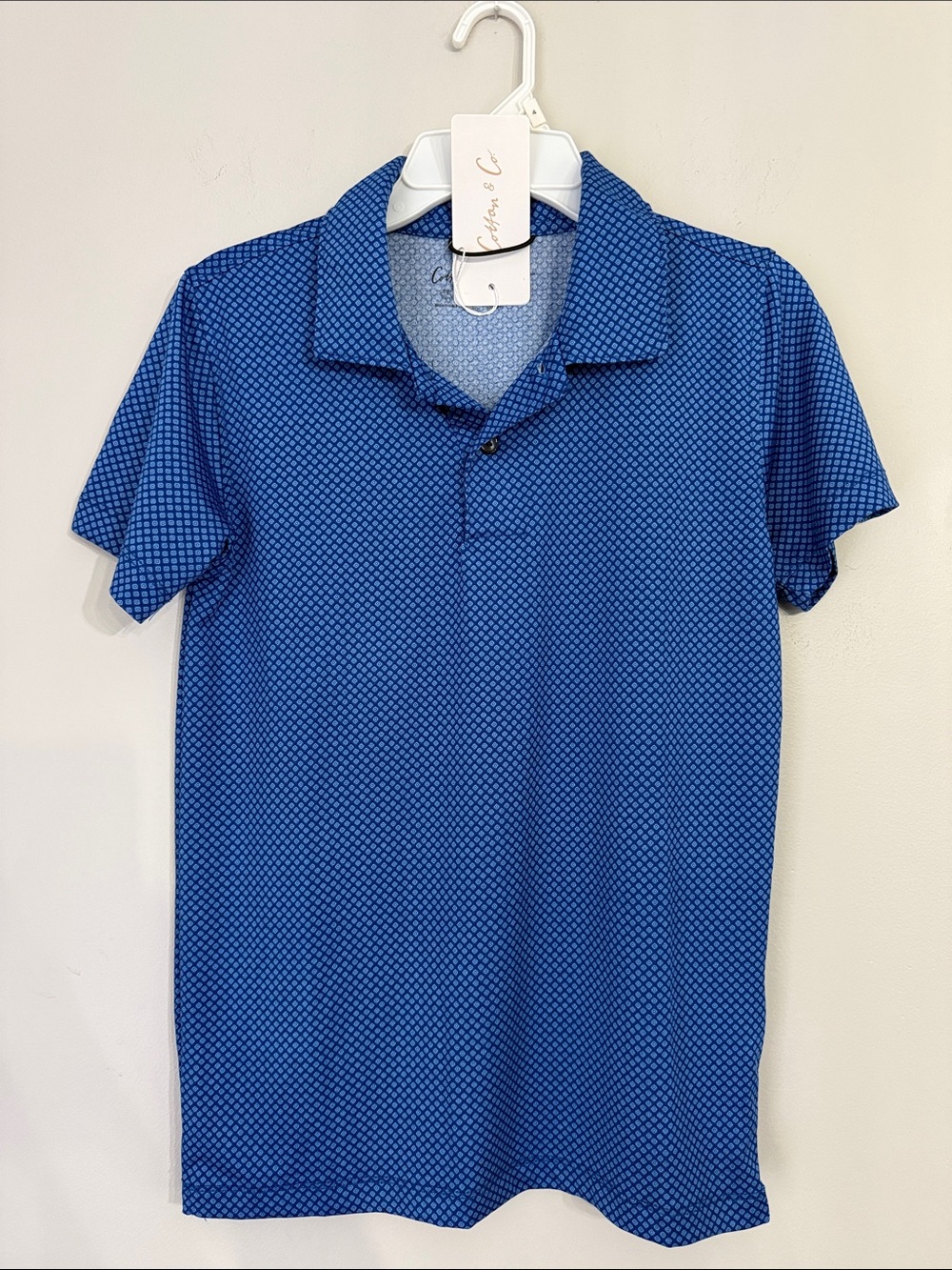Cotton & Co Boys Blue Dri Fit Performance Polo Shirt Size 10 NWT